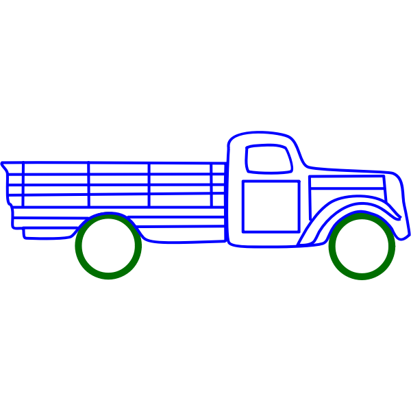 SVG Line art vector clip art of old truck ZIS 15
