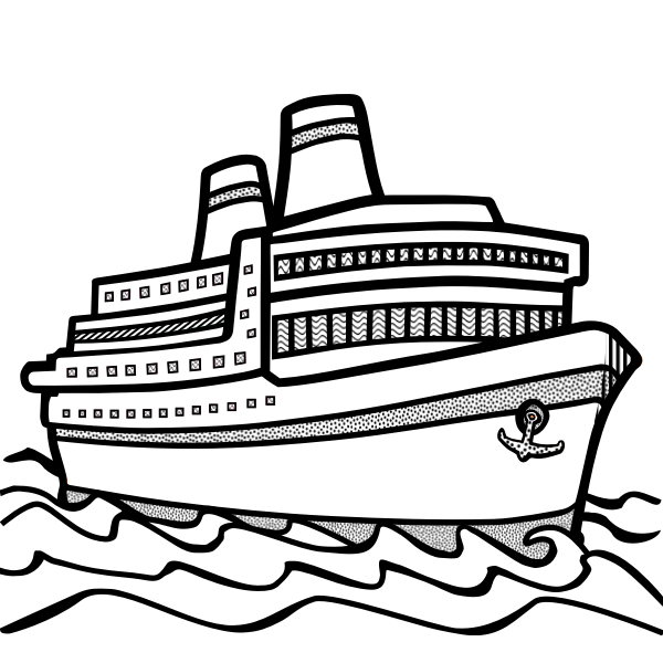 SVG Line art vector drawing of large cruise ship