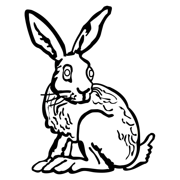 SVG Line art vector illustration of bunny with long ears