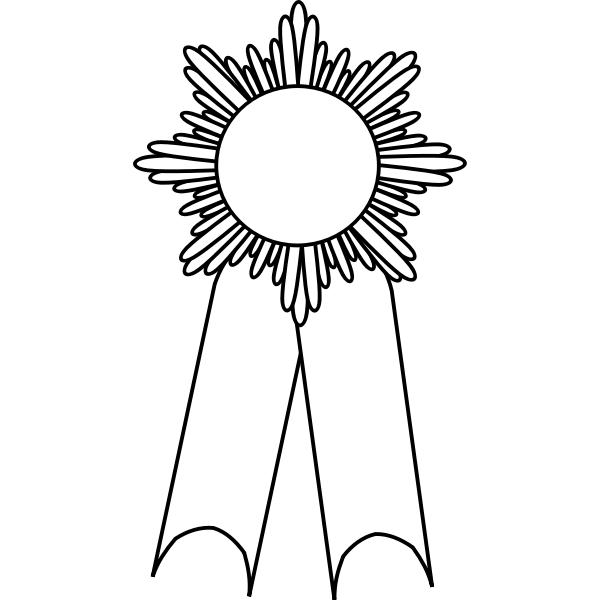 SVG Line art vector illustration of medal with a white ribbon