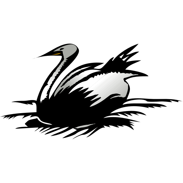 SVG Line art vector image of swan