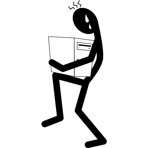 SVG Line man carrying computer vector image
