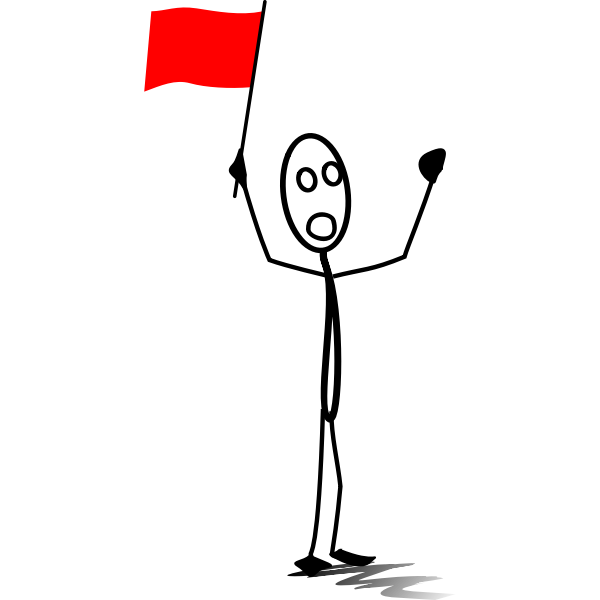 SVG Line man with red flag vector illustration