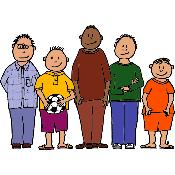 SVG Lineup of five young boys