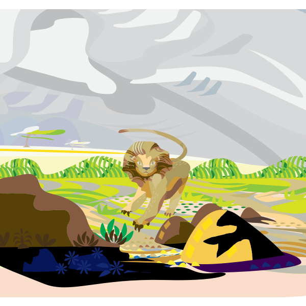 SVG Lion in a jungle