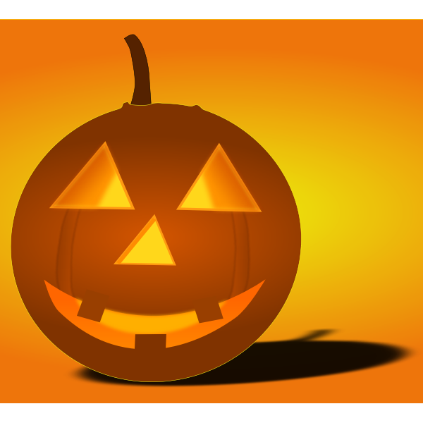 SVG Lit-up Halloween pumpkin with shadow vector image