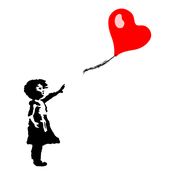 SVG Little Girl And Heart Shaped Balloon