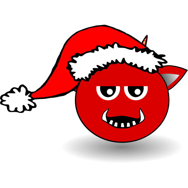 SVG Little Red Devil Head Cartoon with Santa Claus hat