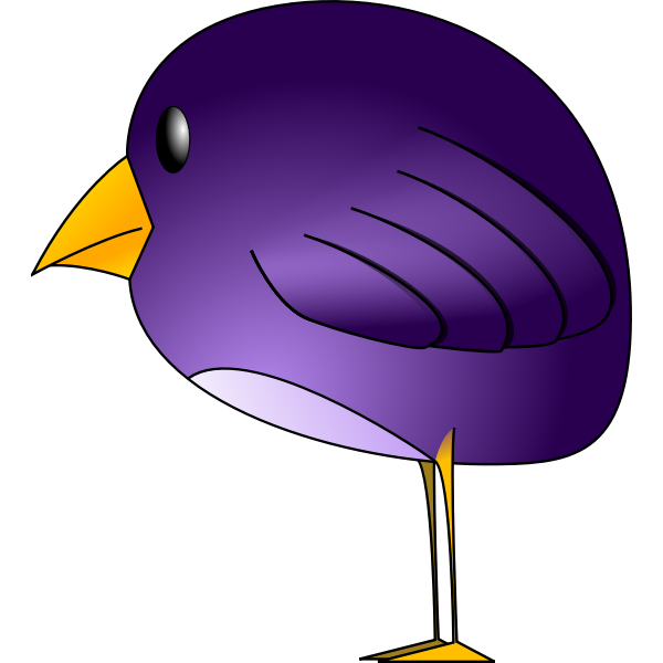 SVG Little round purple bird standing vector graphics