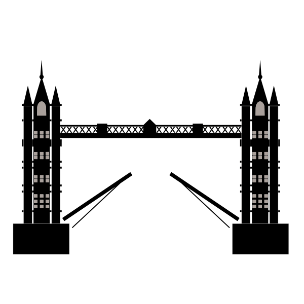 SVG London Tower Bridge in simple black and white illustration