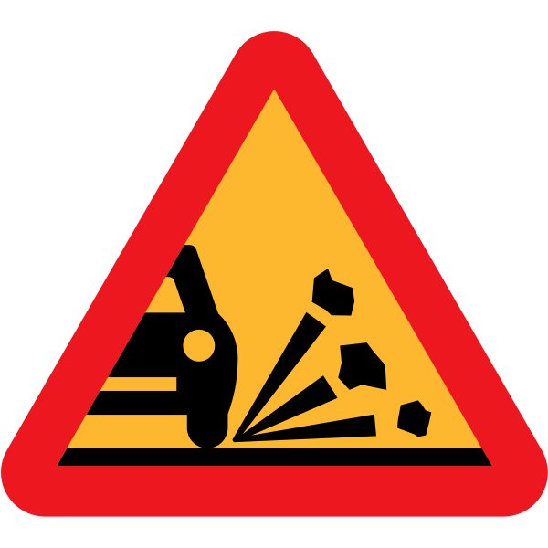 SVG Loose chippings on road ahead traffic vector graphics