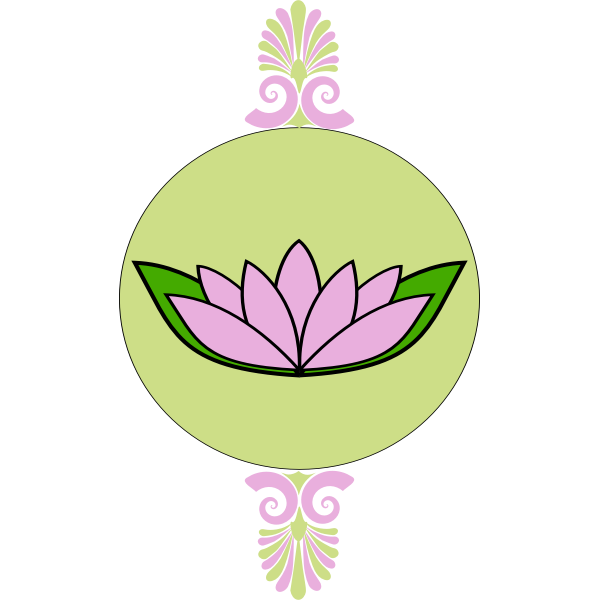 SVG Lotus flower in round green frame