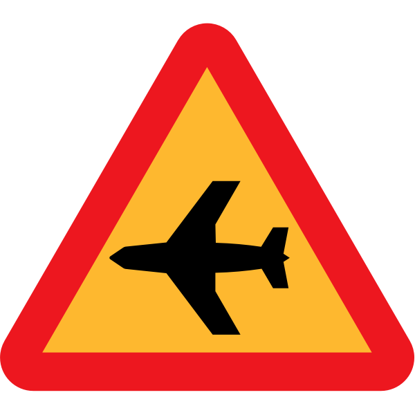 SVG Low-flying aircraft road sign vector graphics