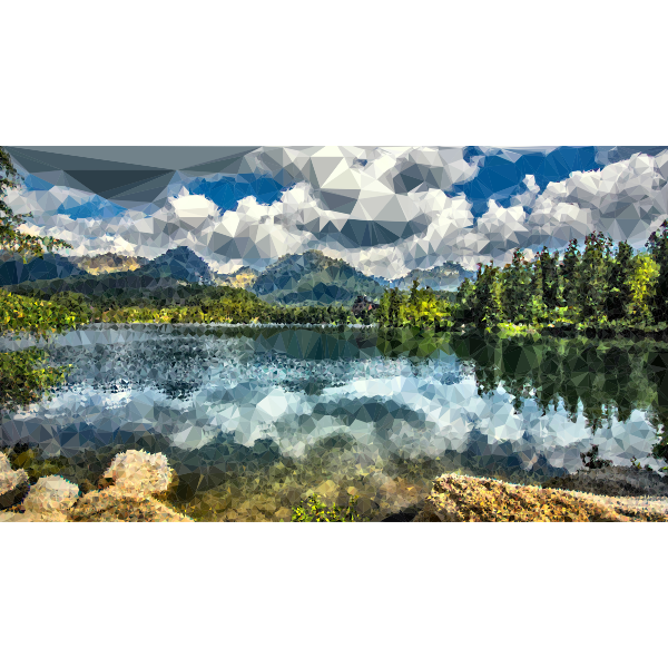 SVG Low Poly lake and mountains