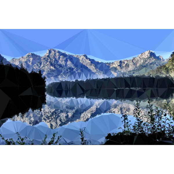SVG Low poly mountain lake reflection