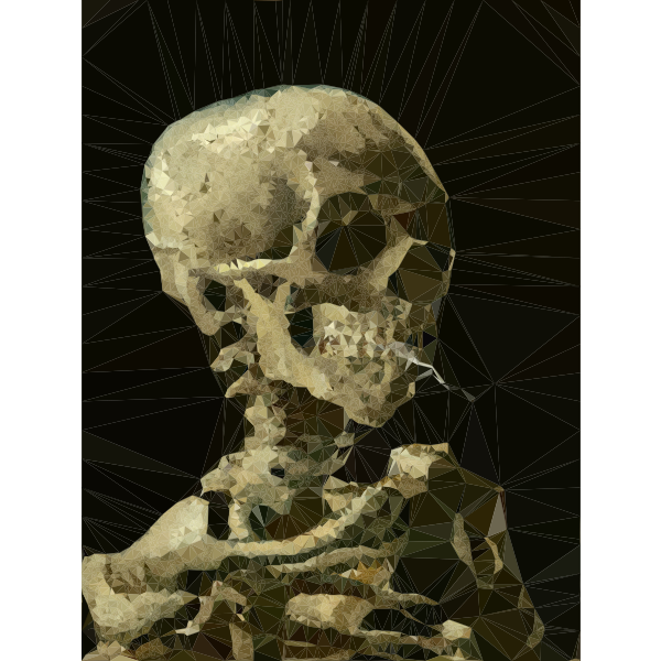 SVG Low Poly Skeleton With Burning Cigarette Vincent Van Gogh