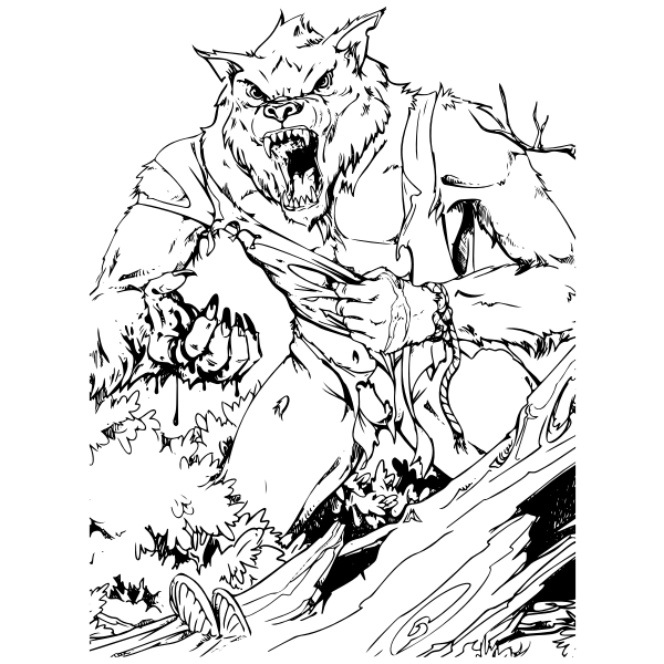 SVG Lycanthrope in black and white