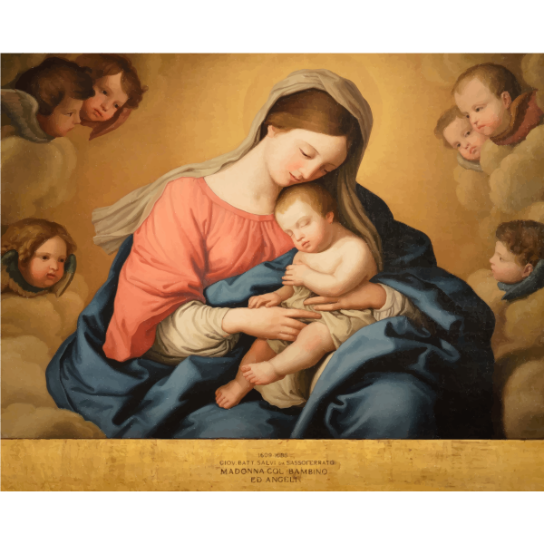 SVG Madonna with Child and Angels By Giovanni Battista Salvi da Sassoferrato
