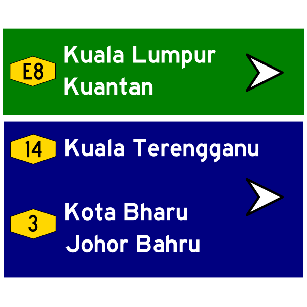 SVG Malaysian road sign to Kuala Lumpur vector illustration