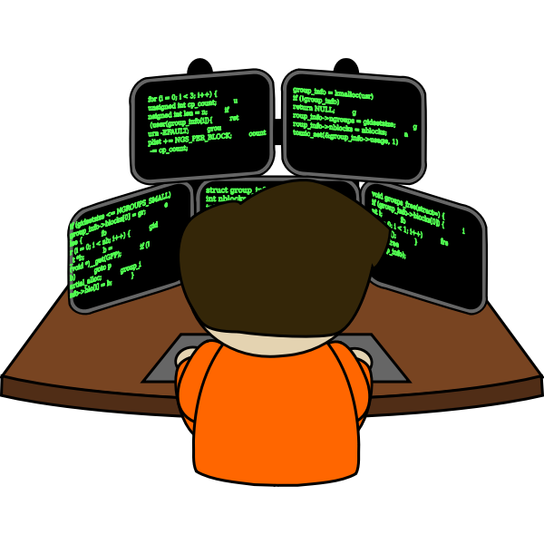 SVG Male programmer working with five screens vector image