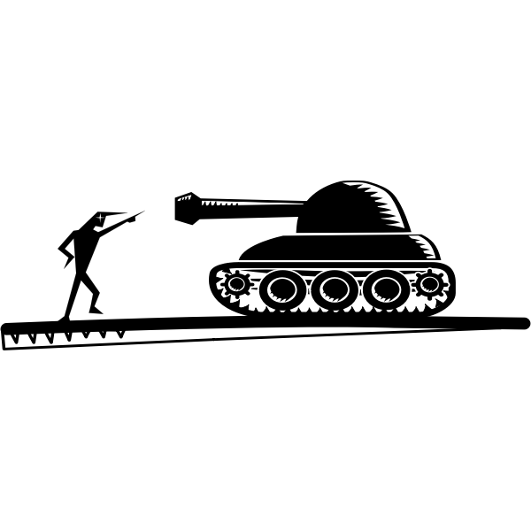 SVG Man against tank vector graphics