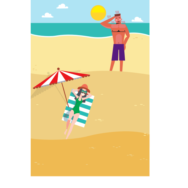 SVG Man and woman at the beach