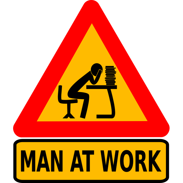 SVG Man at intellectual work board sign
