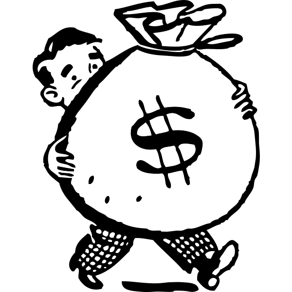 SVG Man holding bag of money vector