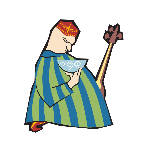 SVG Man holds a bowl and guitar
