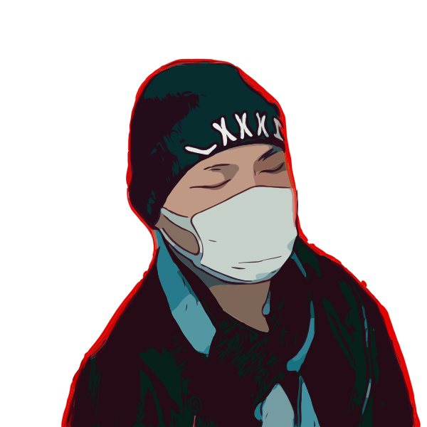 SVG Man in Medical Mask Thinking