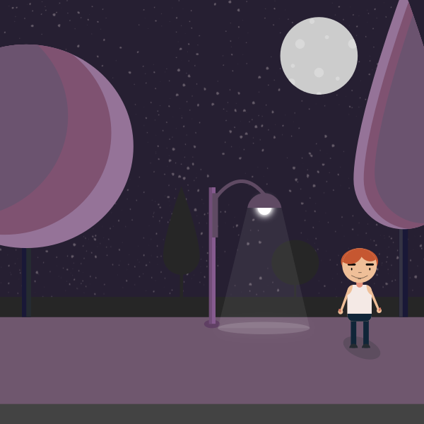 SVG Man in park at night