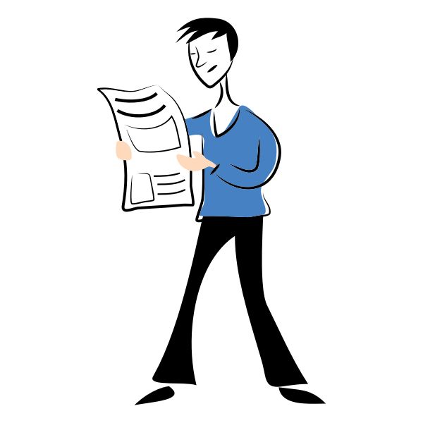 SVG Man reading newspapers