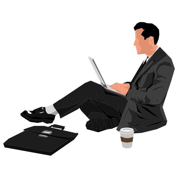 SVG Man Sitting With Laptop
