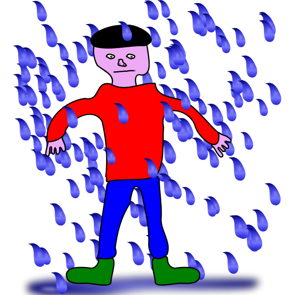 SVG man standing in rain
