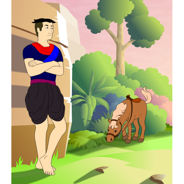 SVG Man with horse vector image