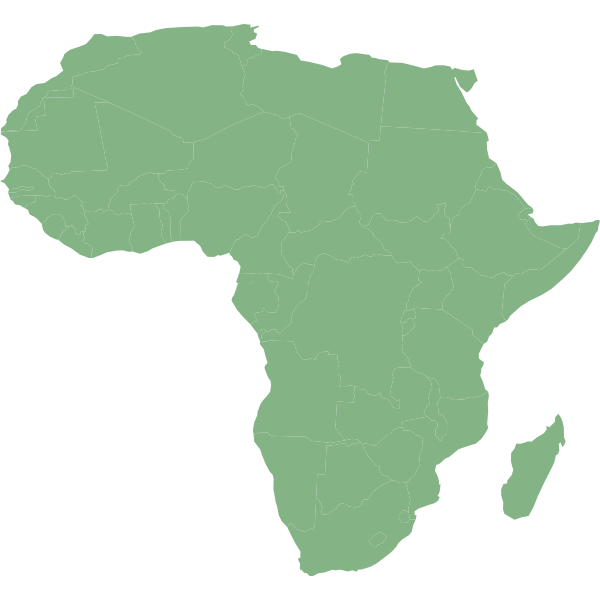 SVG Map of Africa with countries in cylindrical equal area projection vector clip art