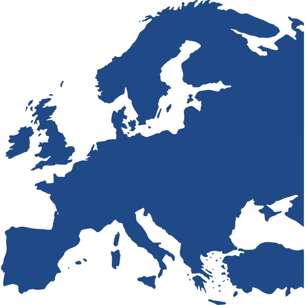 SVG Map of Europe in dark blue color