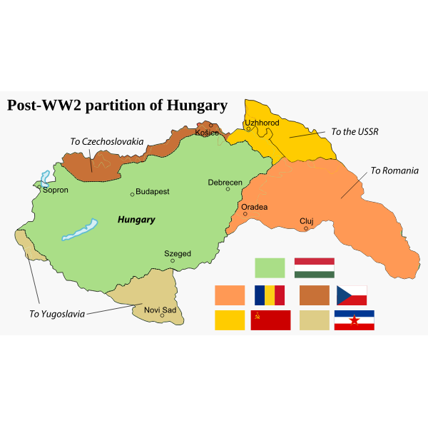 SVG Map of Kingdom of Hungary after World War 2 vector illustration