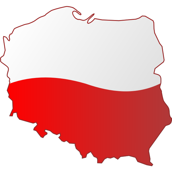 SVG Map of Poland with flag over it vector image