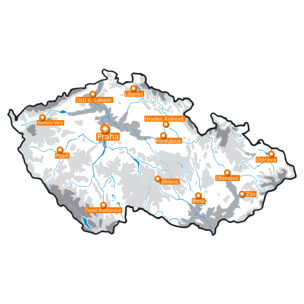 SVG Map of the Czech Republic with main region039s cities