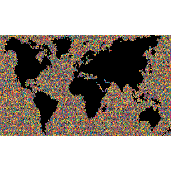 SVG Map of the world made of tiles