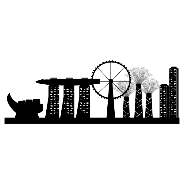 SVG Marina Bay Cityscape Silhouette