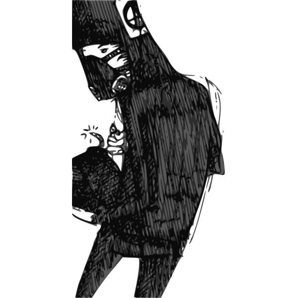 SVG Masked person holding bomb