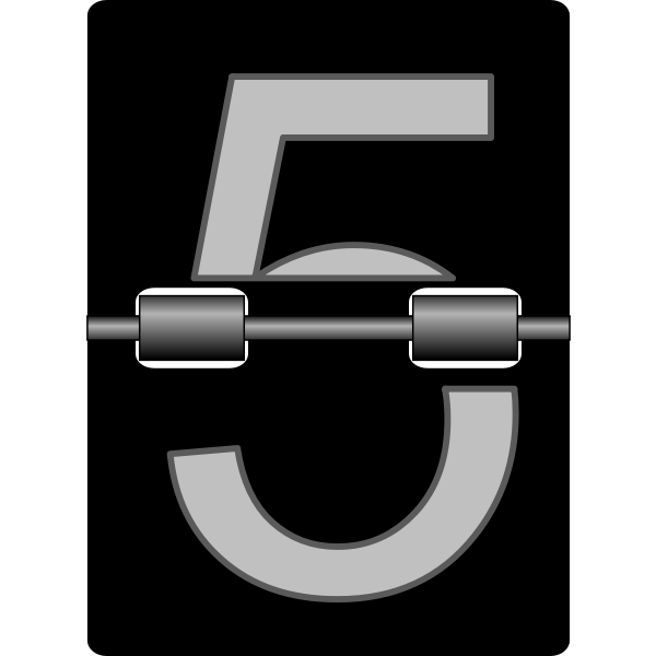 SVG Mechanical alarm clock number five tile vector clip art