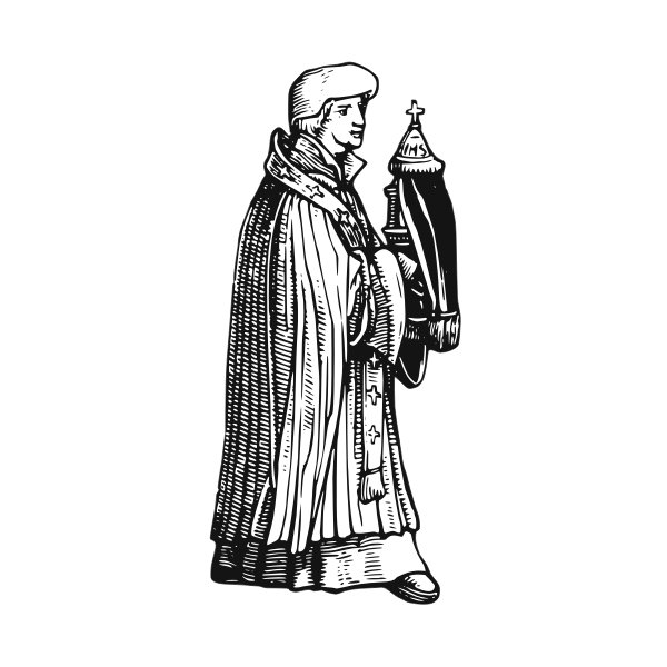 SVG Medieval priest with sacrament vector