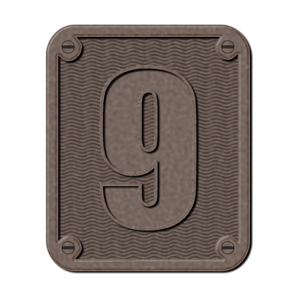 SVG Metal number nine clip art