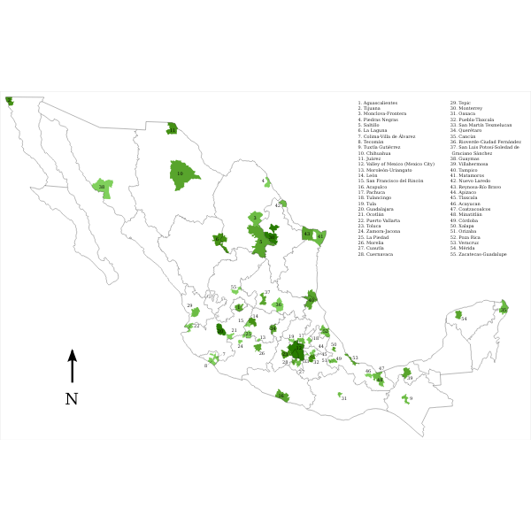 SVG Metropolitan Areas of Mexico