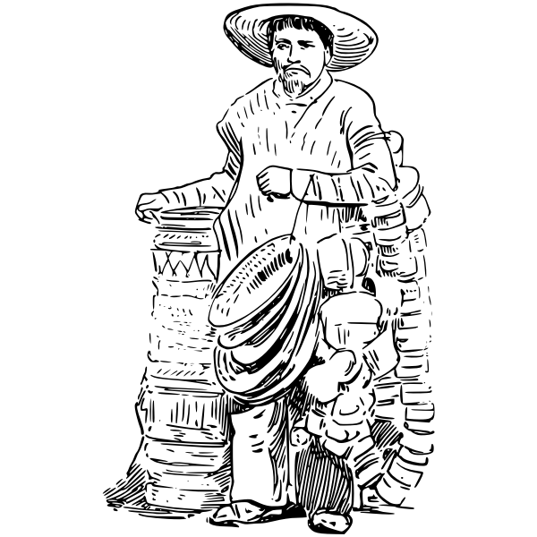 SVG Mexican basket vendor