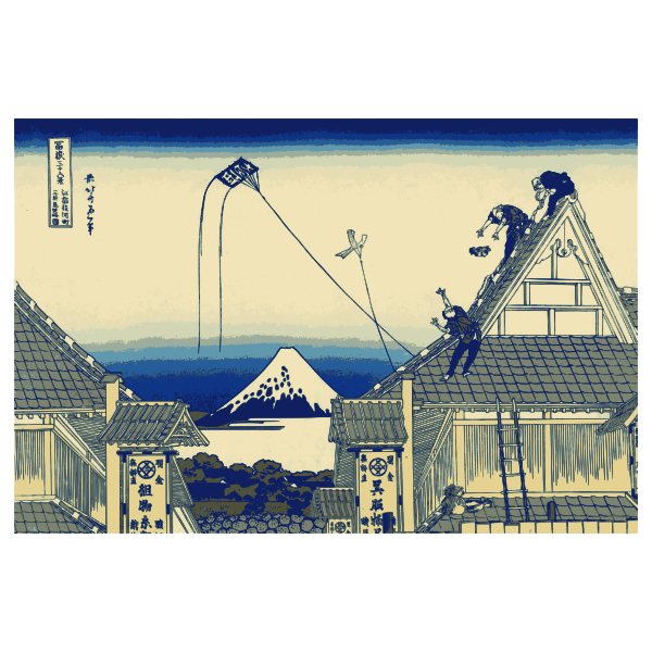 SVG Mitsui shop on Suruga street in Edo vector illustration