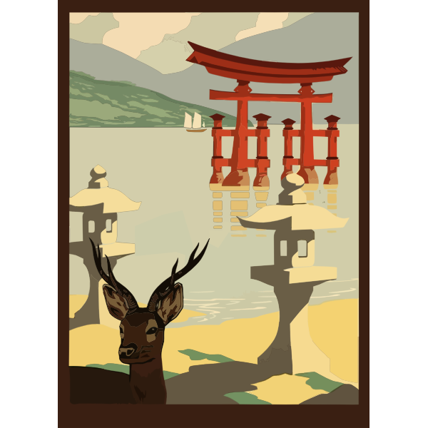 SVG Miyajima Torii vector image